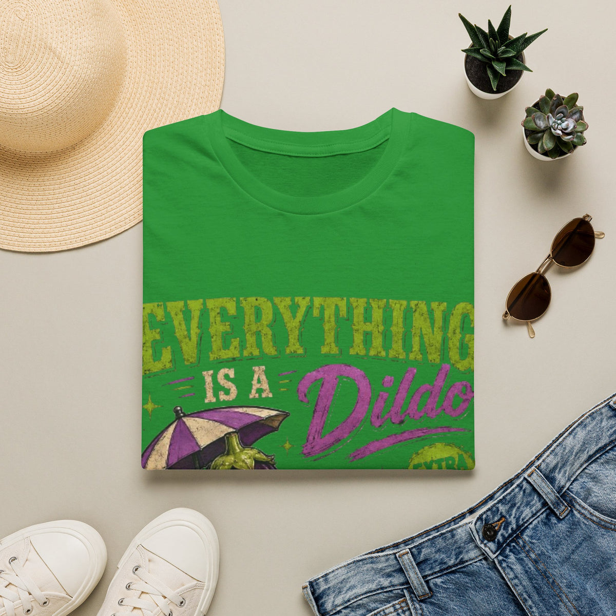 Graphic Adult T‑Shirt — "Everything Is a Dildo" Humorous Eggplant Design
