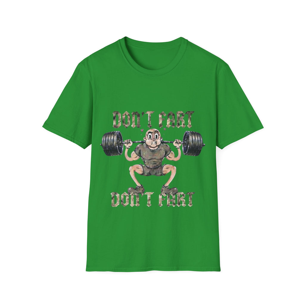 Don't Fart Weightlifting  Adult T‑Shirt — Funny Gym Workout Tee