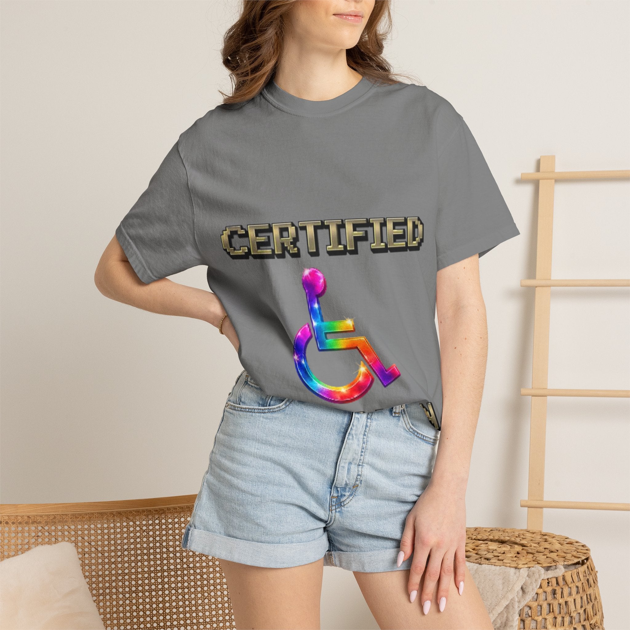 Certified Stunt Man T-Shirt — Rainbow Wheelchair Adult Tee
