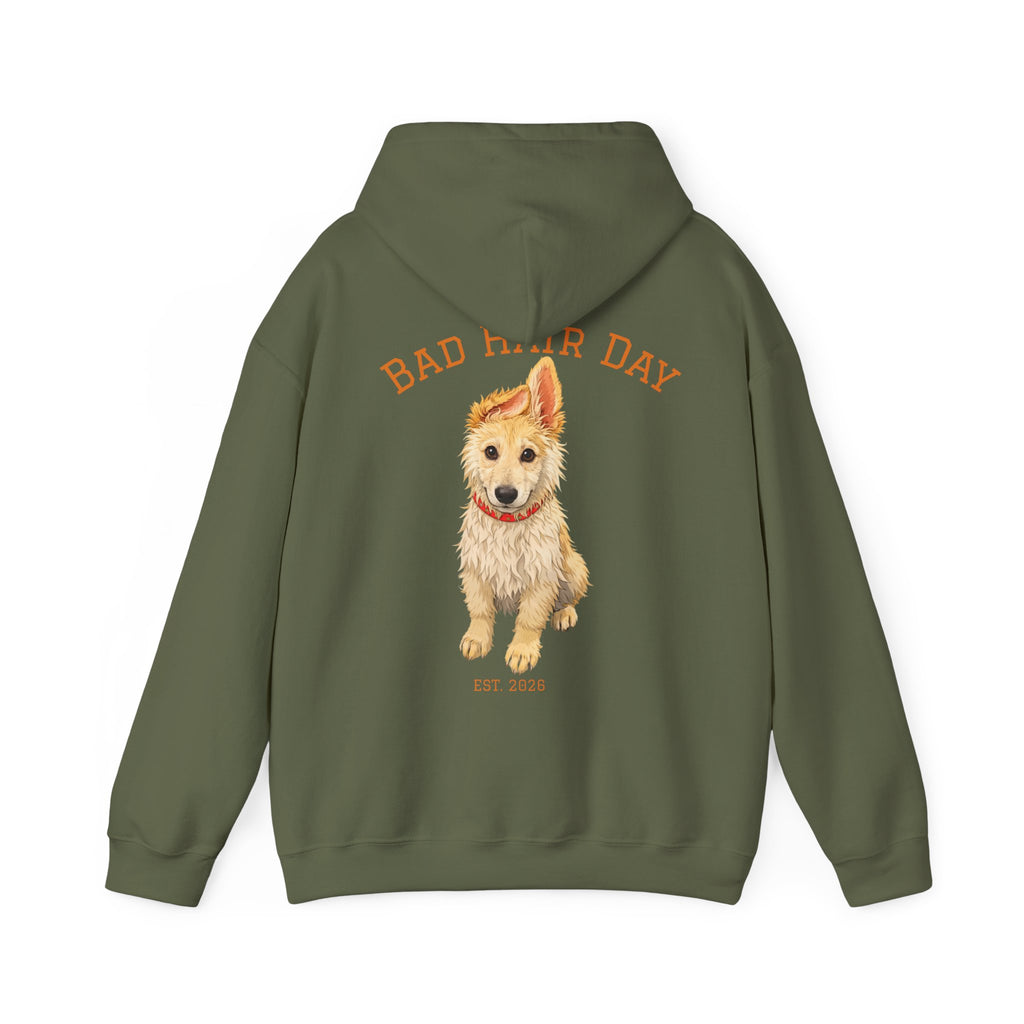 Bad Hair Day Puppy Adult Hoodie | Cute Dog Illustration Sweatshirt