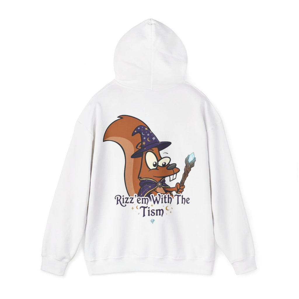 Wizard Beaver Adult Hoodie — "Rizz 'em With The Tism" Cute Magical Graphic Sweatshirt