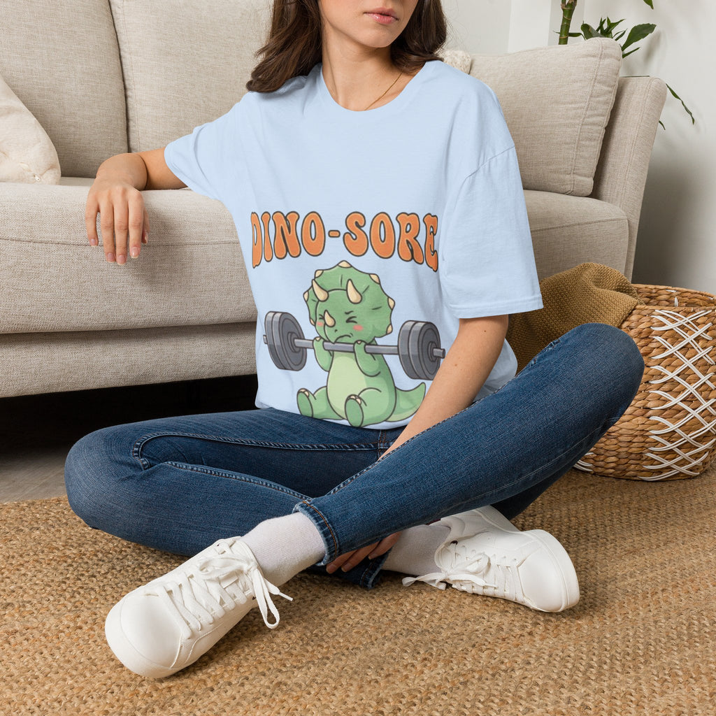 Dino-Sore Adult T-Shirt — Cute Workout Dinosaur Fitness Tee