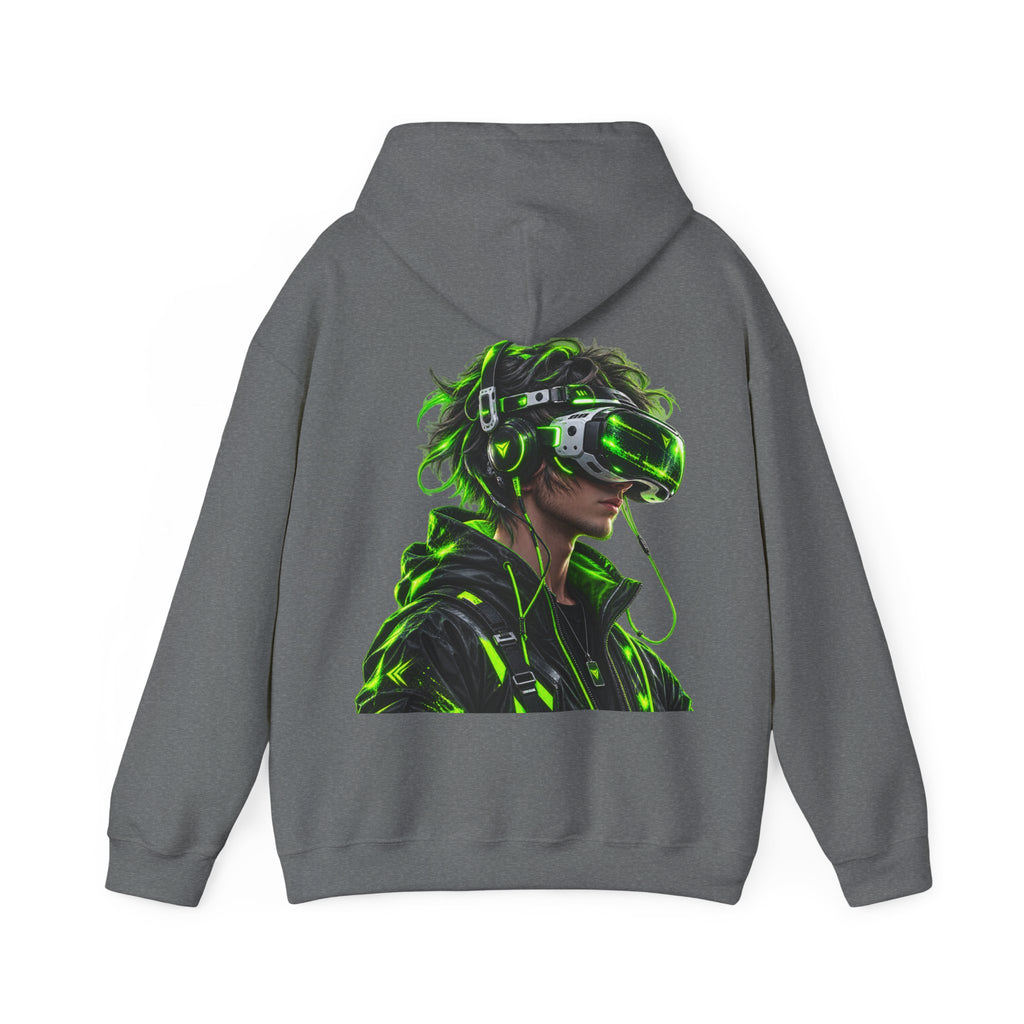 VR Gamer  Adult Hoodie — Neon Cyberpunk Virtual Reality Gamer Graphic Sweatshirt