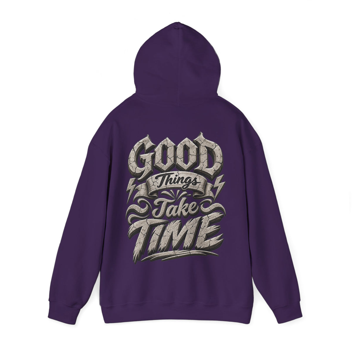 Good Things Take Time Adult Hoodie — Motivational Graphic Back Print