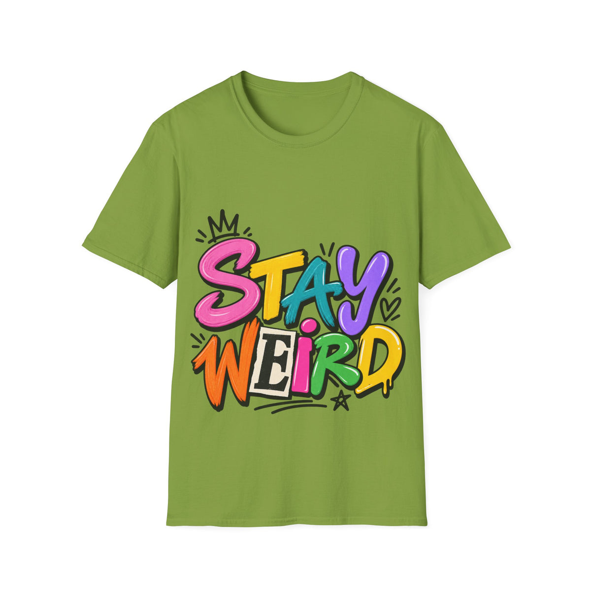 Stay Weird Adult T-Shirt — Colorful Graffiti Graphic Tee