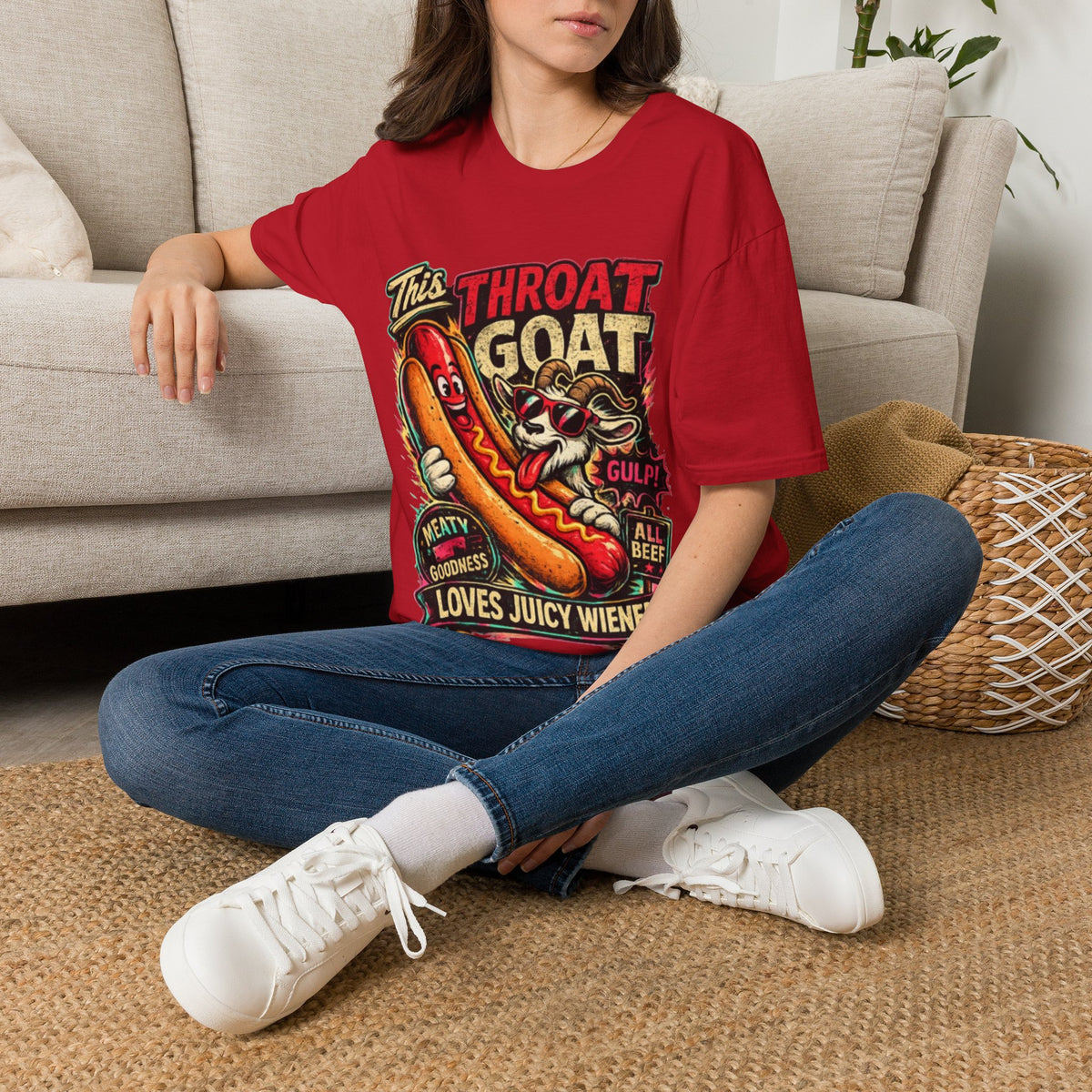 This Throat Goat Adult T-Shirt — Retro Hot Dog Graphic Tee