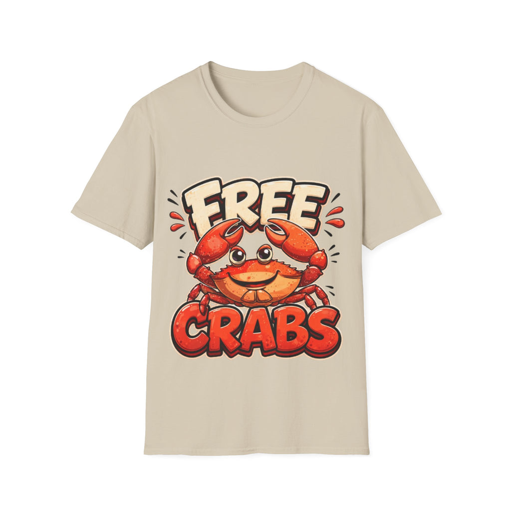 Free Crabs Adult T-Shirt — Funny Seafood Beach Graphic Tee