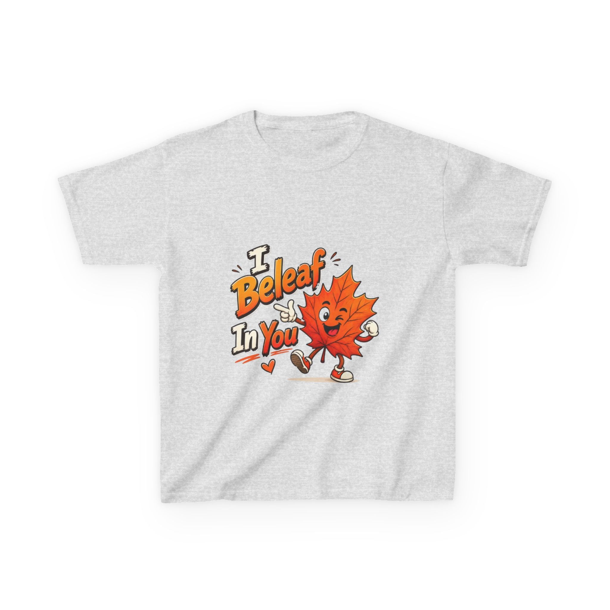 Kids Tee — "I Beleaf In You" Cute Autumn Leaf Motivational Shirt