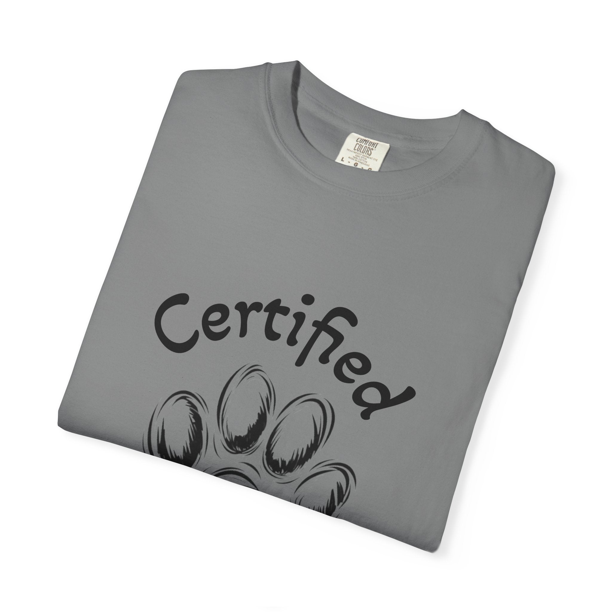 Certified Dog Person Adult T-Shirt — Paw Print Graphic Tee for Dog Lovers