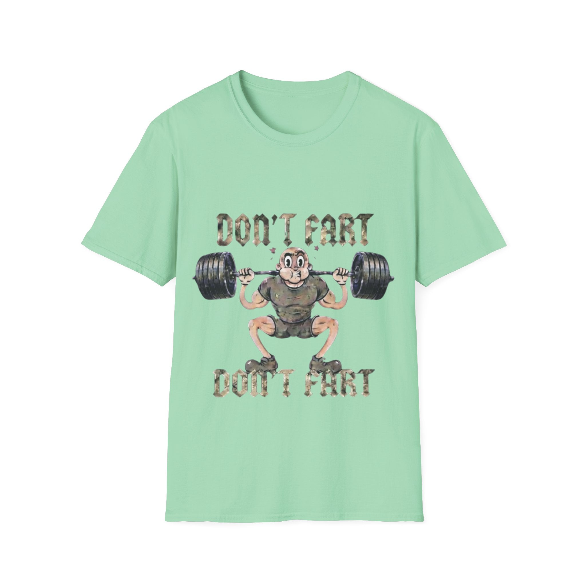 Don't Fart Weightlifting  Adult T‑Shirt — Funny Gym Workout Tee