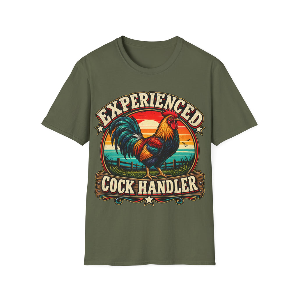 Experienced Cock Handler Adult T-Shirt — Retro Rooster Graphic Tee