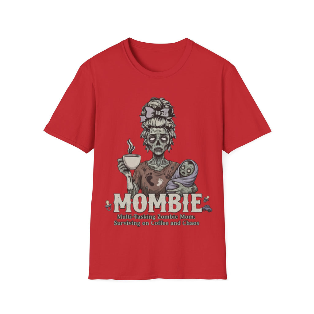 Mombie Adult T-Shirt – Funny Zombie Coffee Tee for Halloween & Horror Fans