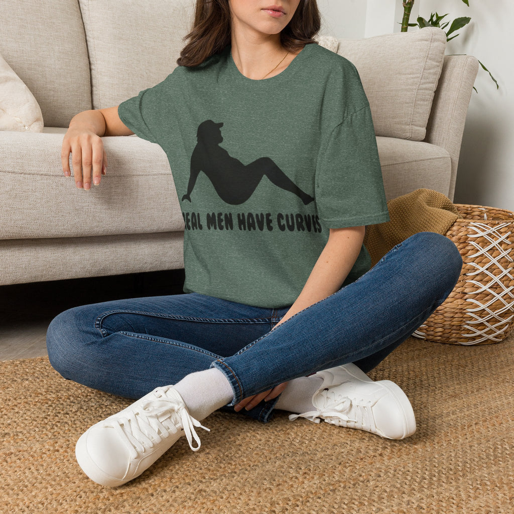 Curvy Silhouette Adult T-Shirt — "Real Men Have Curves" Graphic Tee