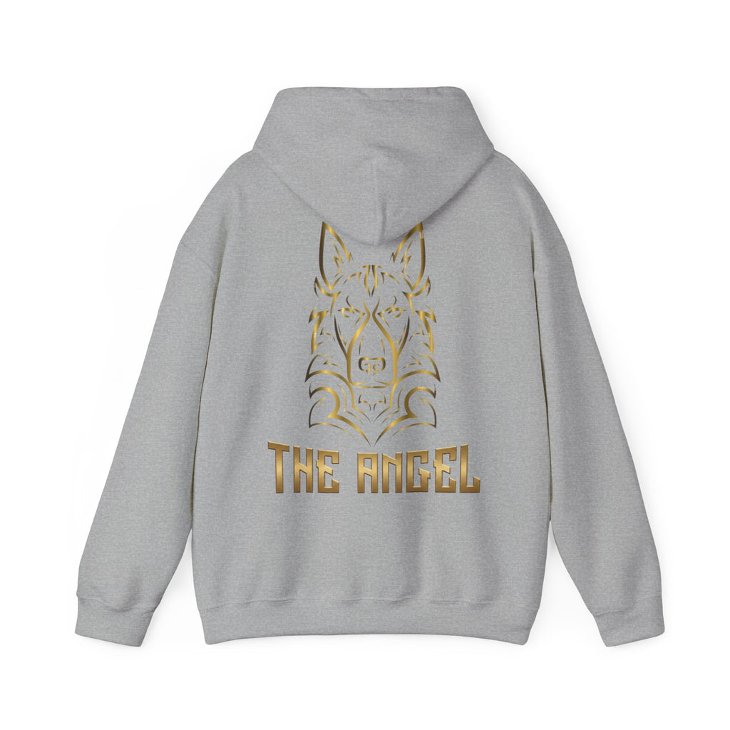 Angel Wolf Adult Hoodie — "The Angel" Gold Graphic Pullover