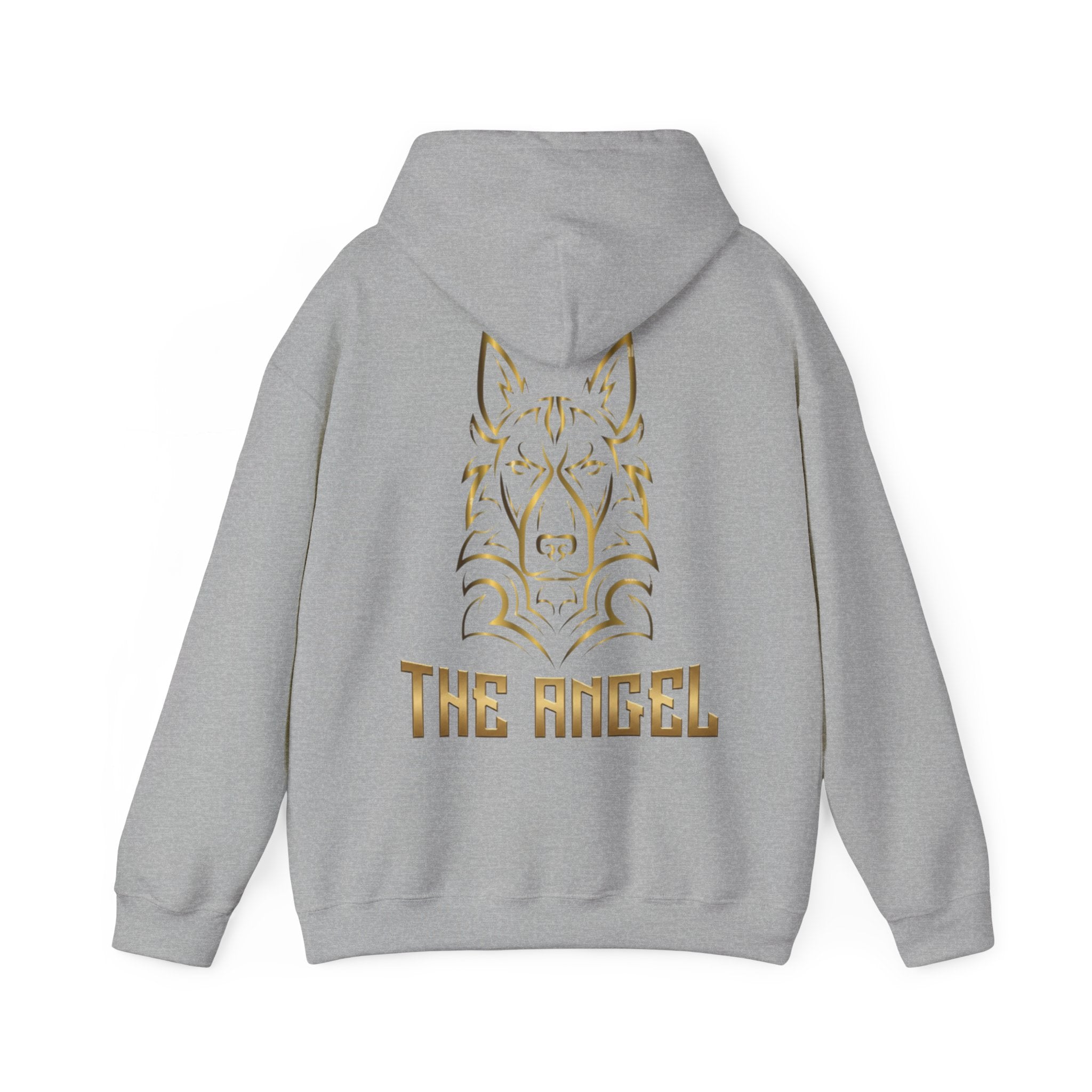 Angel Wolf Adult Hoodie — "The Angel" Gold Graphic Pullover