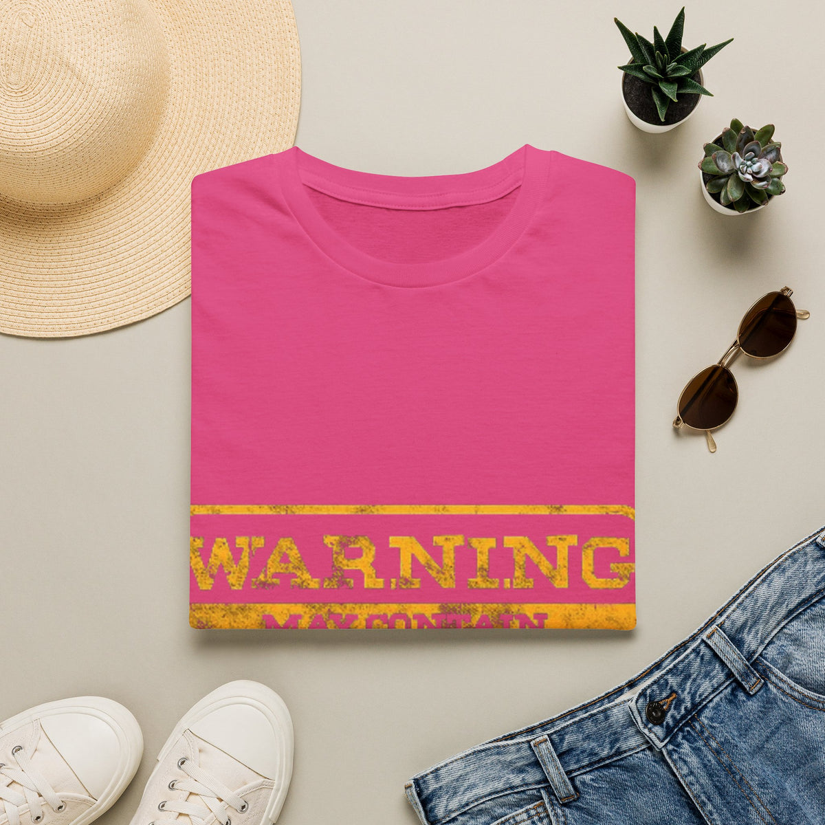 Adult T-Shirt — "WARNING: May Contain Alcohol" Distressed Graphic Tee