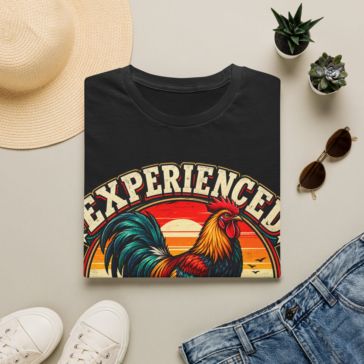 Experienced Cock Handler Adult T-Shirt — Retro Rooster Graphic Tee