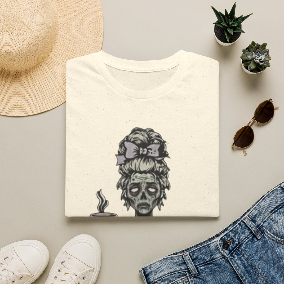 Mombie Adult T-Shirt – Funny Zombie Coffee Tee for Halloween & Horror Fans