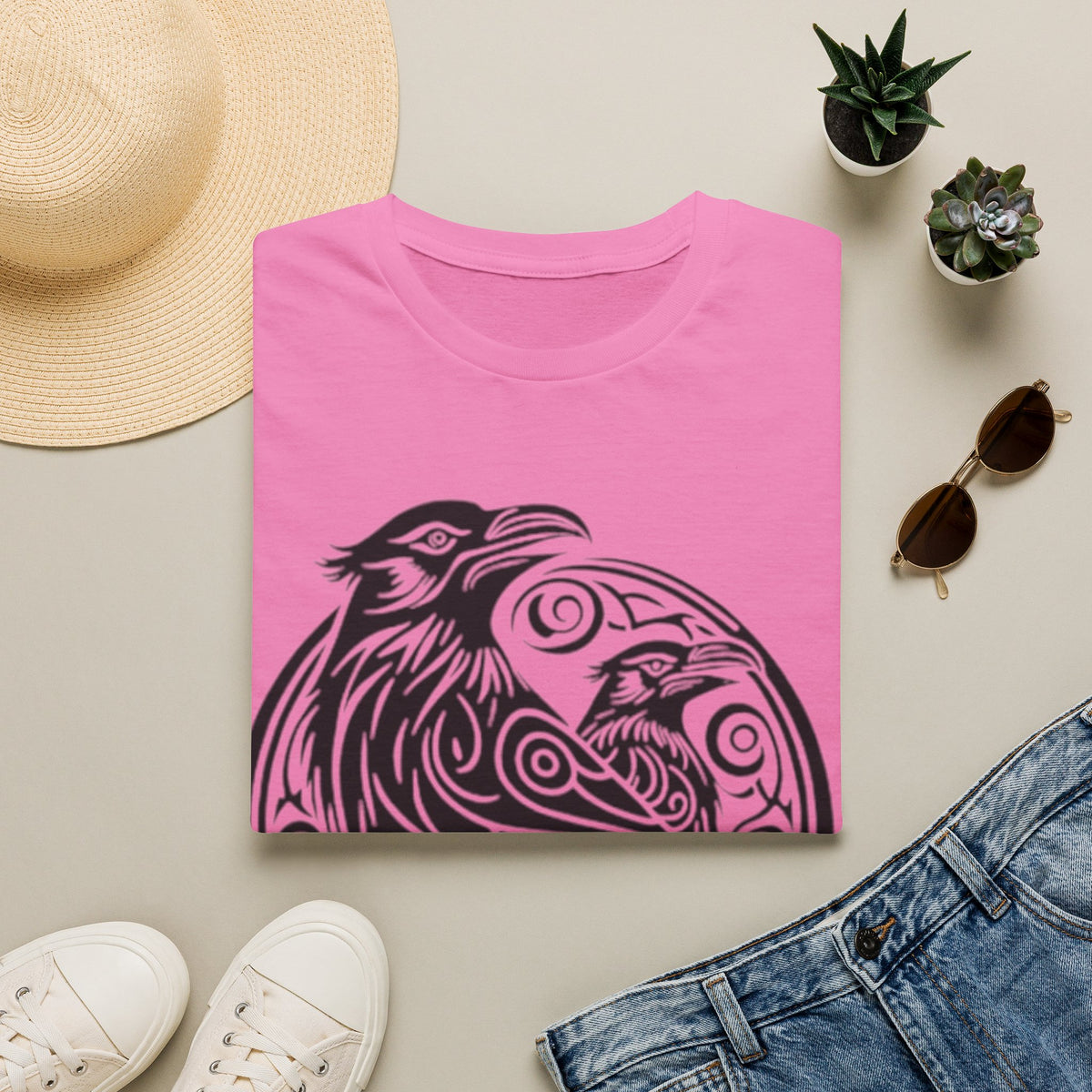 Odens Raven's Tribal Art Adult T-Shirt — Huginn and Muninn