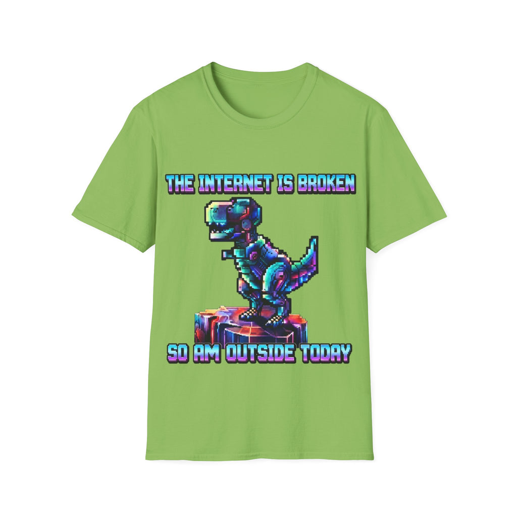 Internet Is Broke Adult  T-Shirt — Retro Pixel Dino "So Am I" Graphic Tee