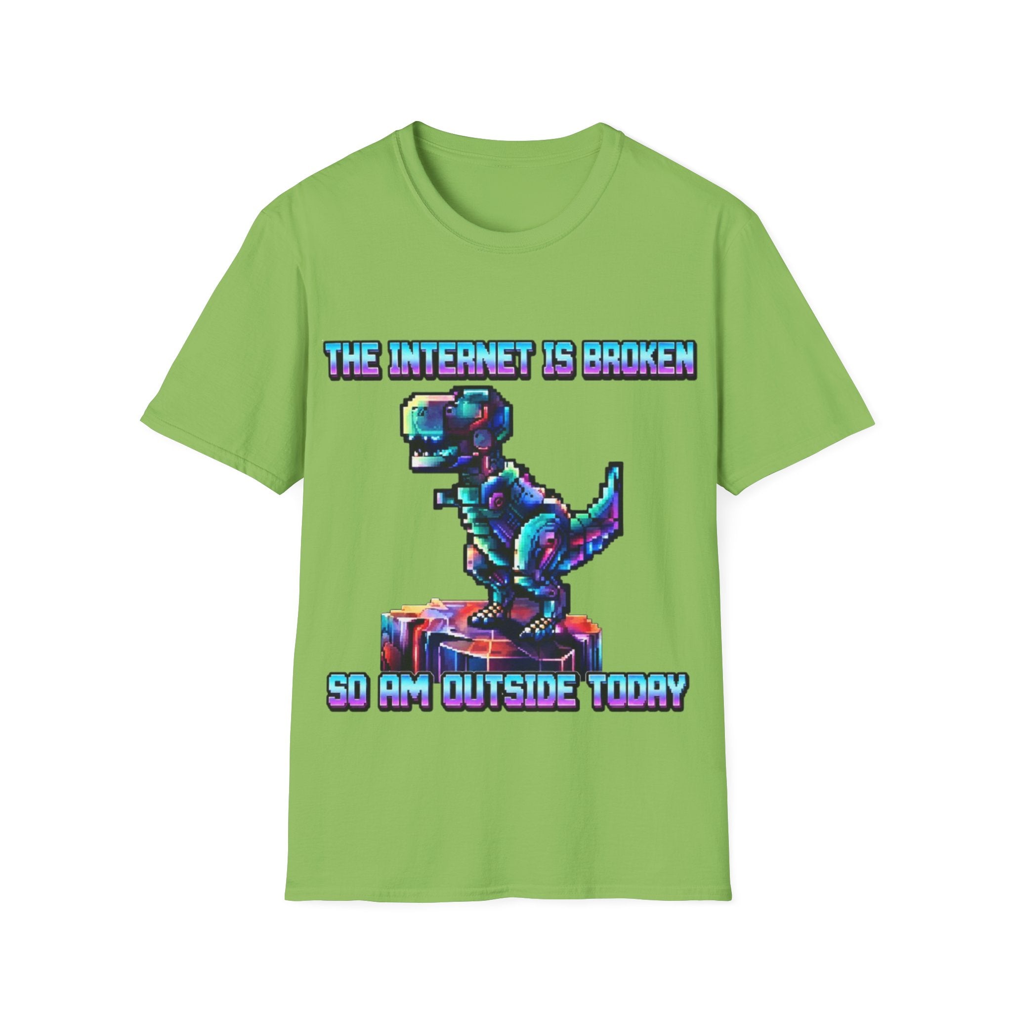 Internet Is Broke Adult  T-Shirt — Retro Pixel Dino "So Am I" Graphic Tee