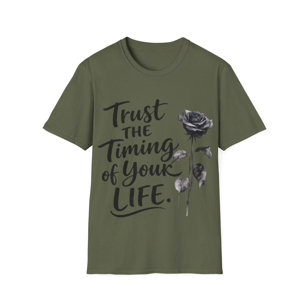 Trust the Timing of Your Life Adult T-Shirt – Inspirational Floral Tee