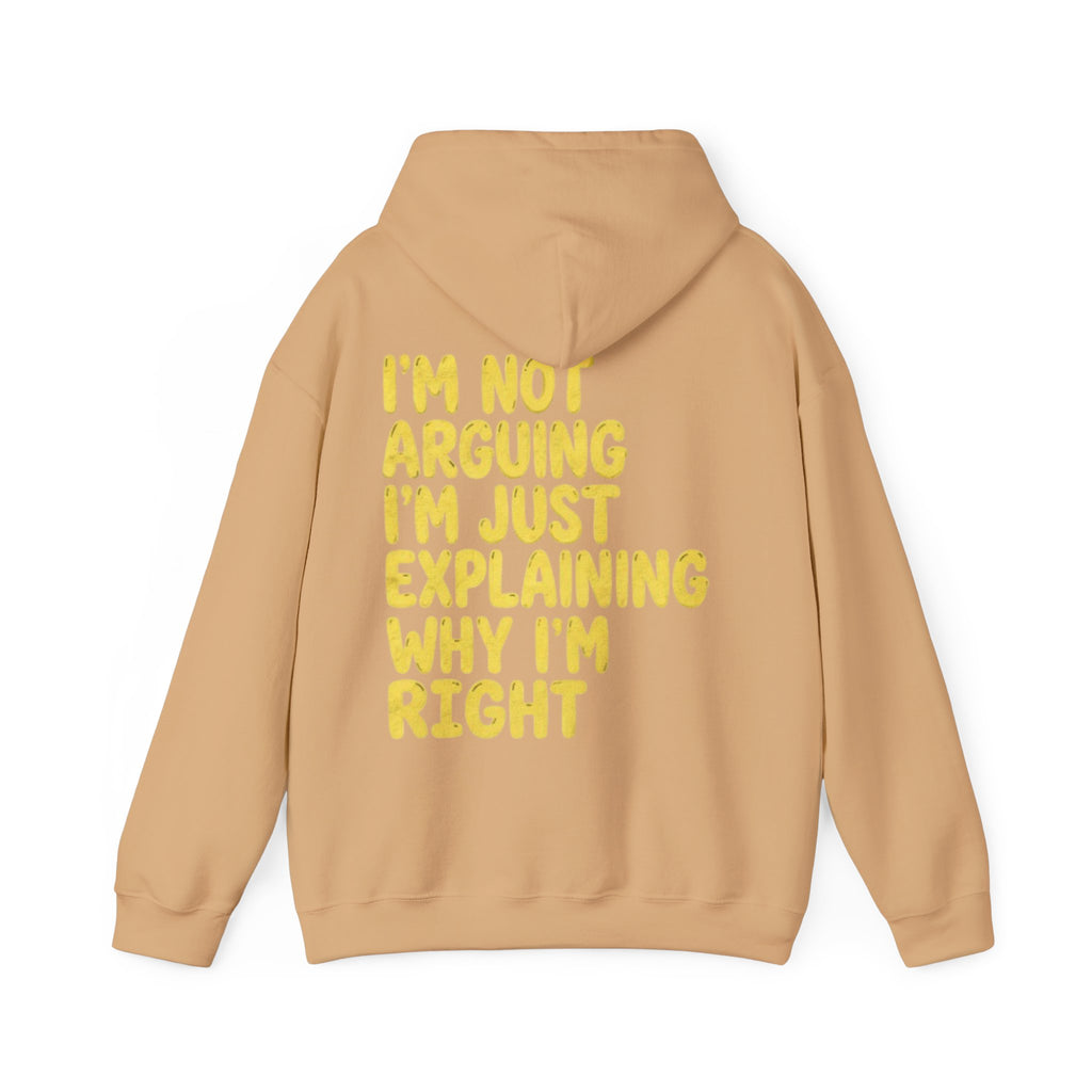 I'm Not Arguing Adult Hoodie — Funny "I'm Just Explaining Why I'm Right" Graphic Hoodie