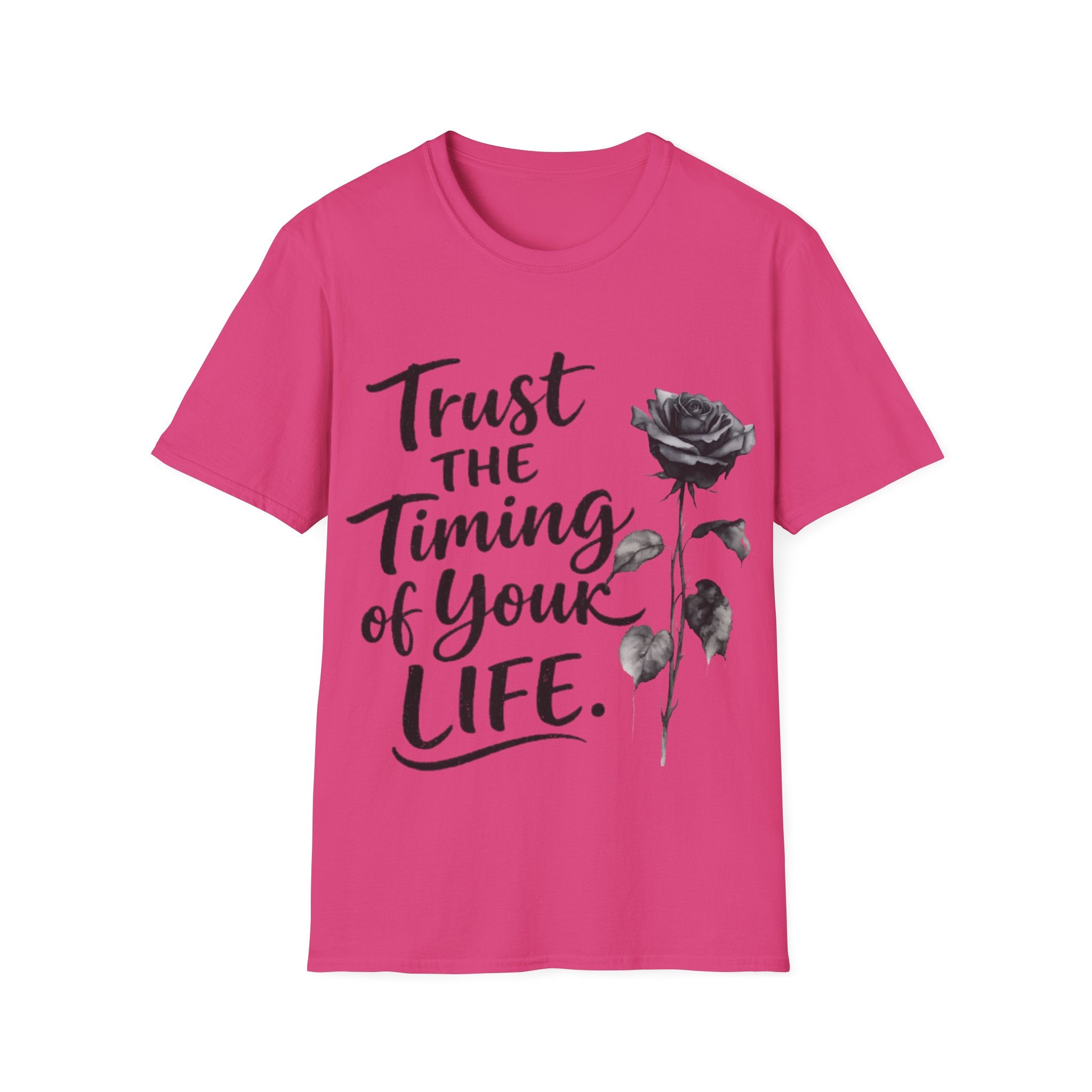 Trust the Timing of Your Life Adult T-Shirt – Inspirational Floral Tee