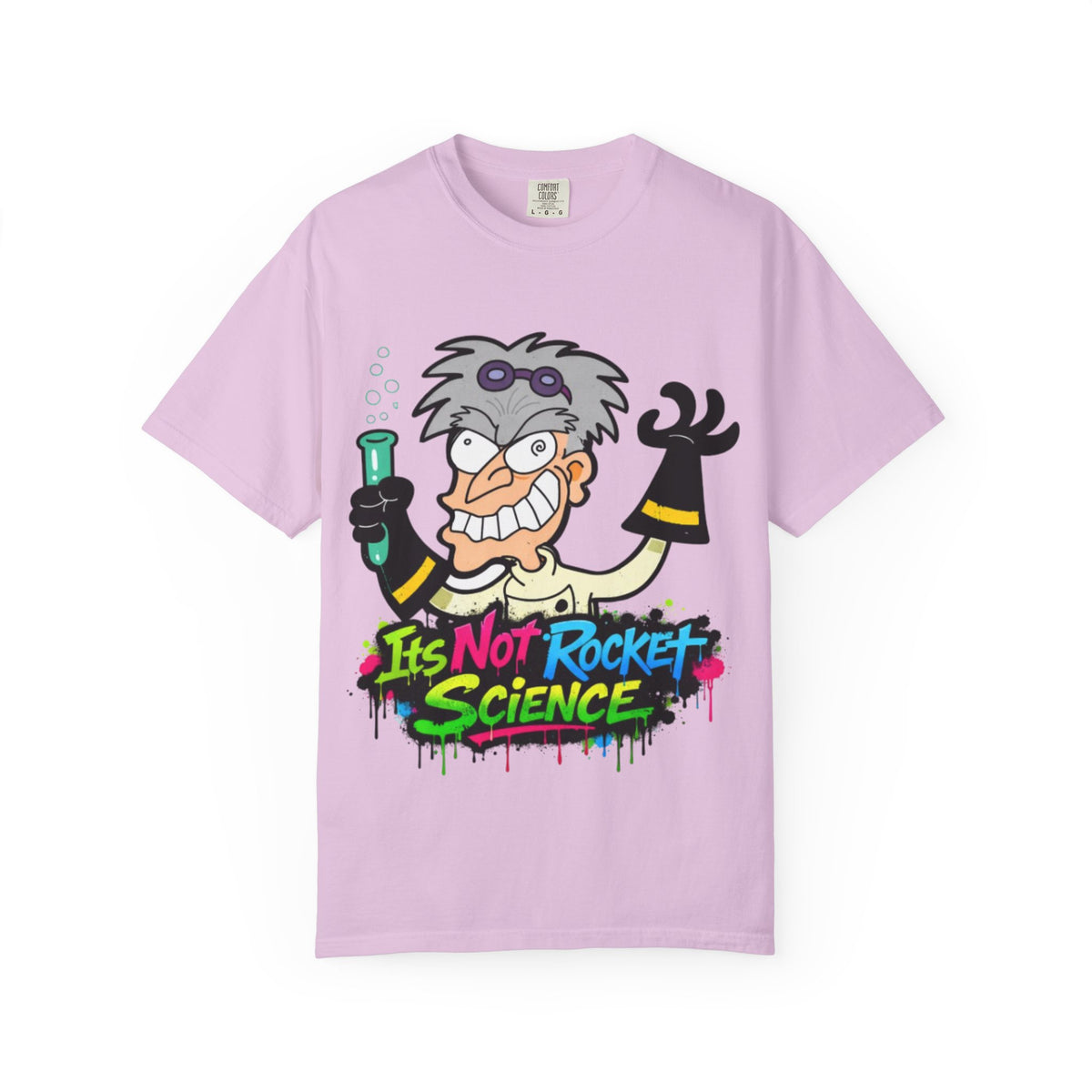 Science Cartoon  Adult T-Shirt — "It's Not Rocket Science" Lab Mad Scientist Tee