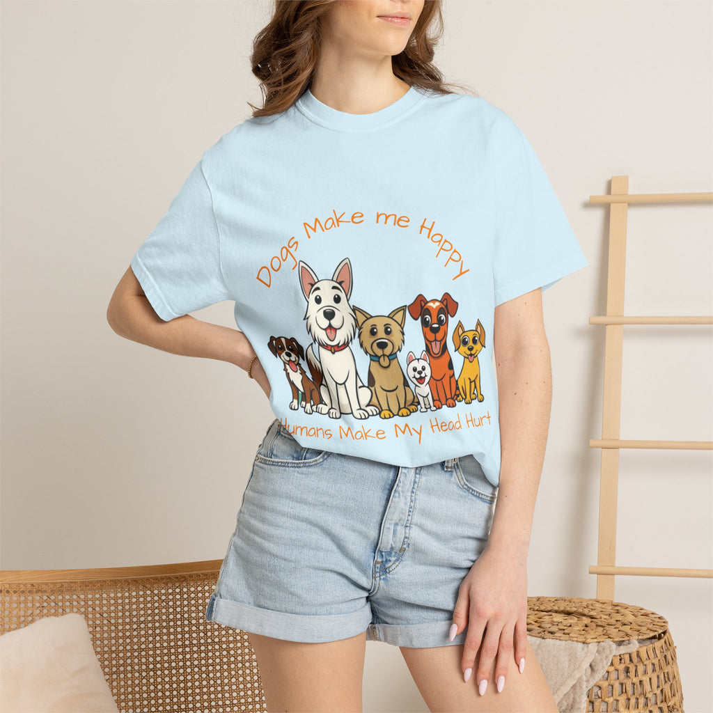 Dog Lover Tee — "Dogs Make Me Happy, Humans Make My Head Hurt" Graphic Adult T-Shirt