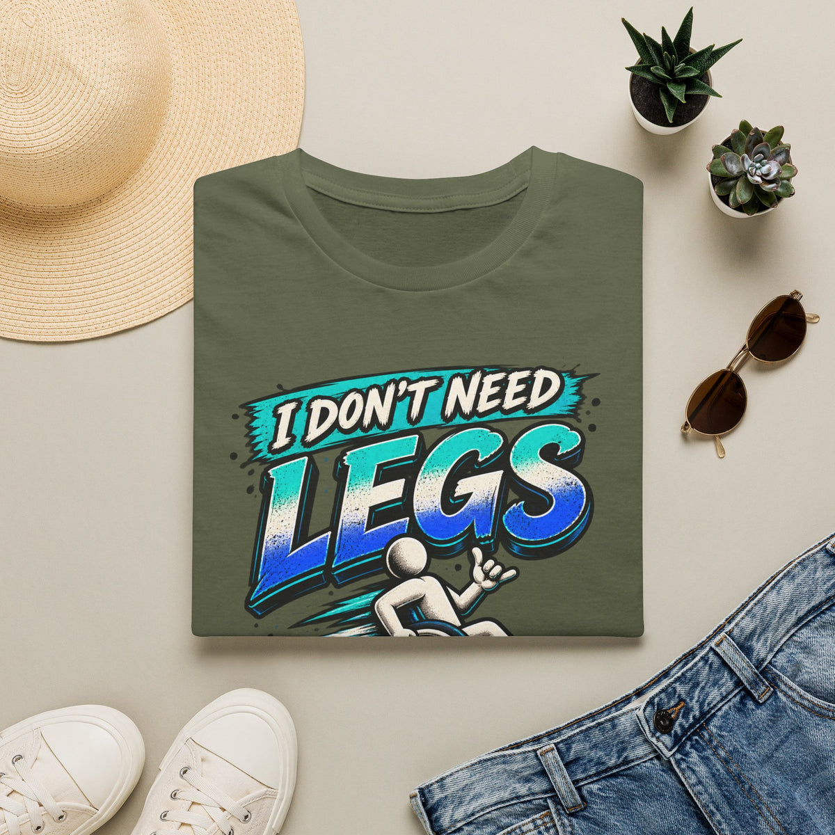 I Don't Need Legs to Kick Your Ass Adult T-Shirt — Funny Wheelchair Disability Pride Tee