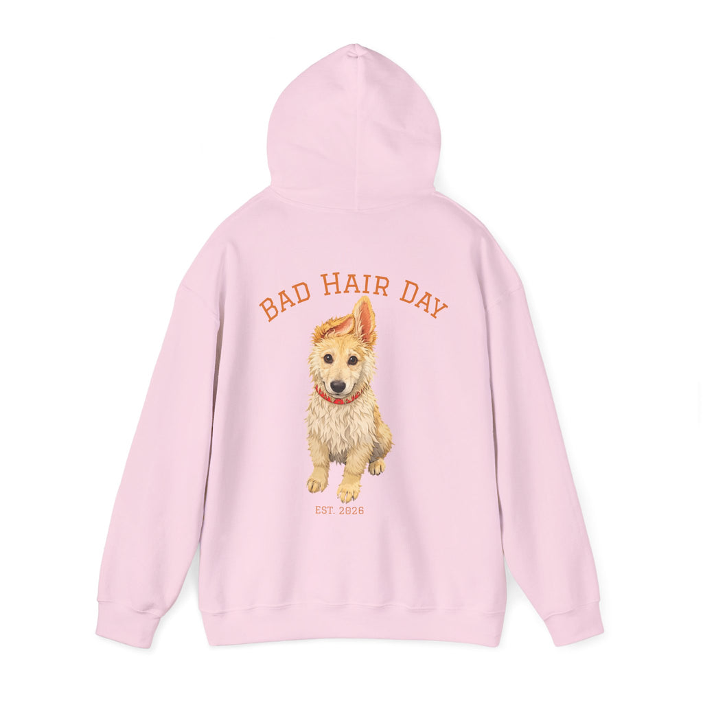 Bad Hair Day Puppy Adult Hoodie | Cute Dog Illustration Sweatshirt