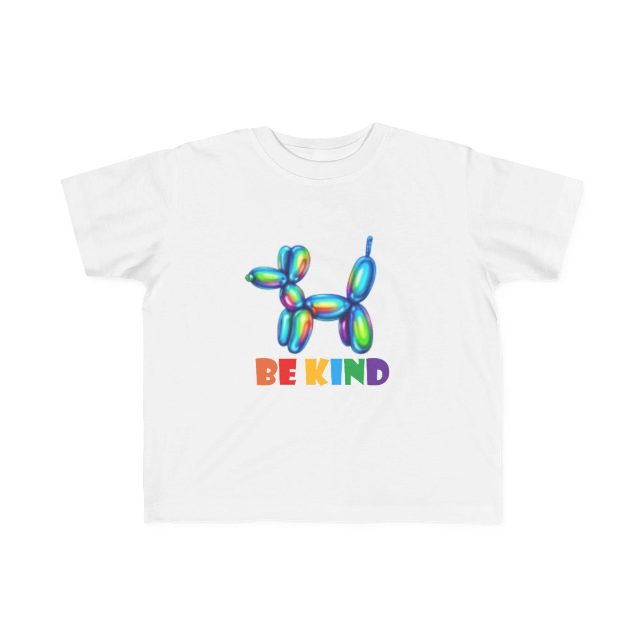 Rainbow Balloon Dog Be Kind Toddler Tee | Kids Positive Message Shirt