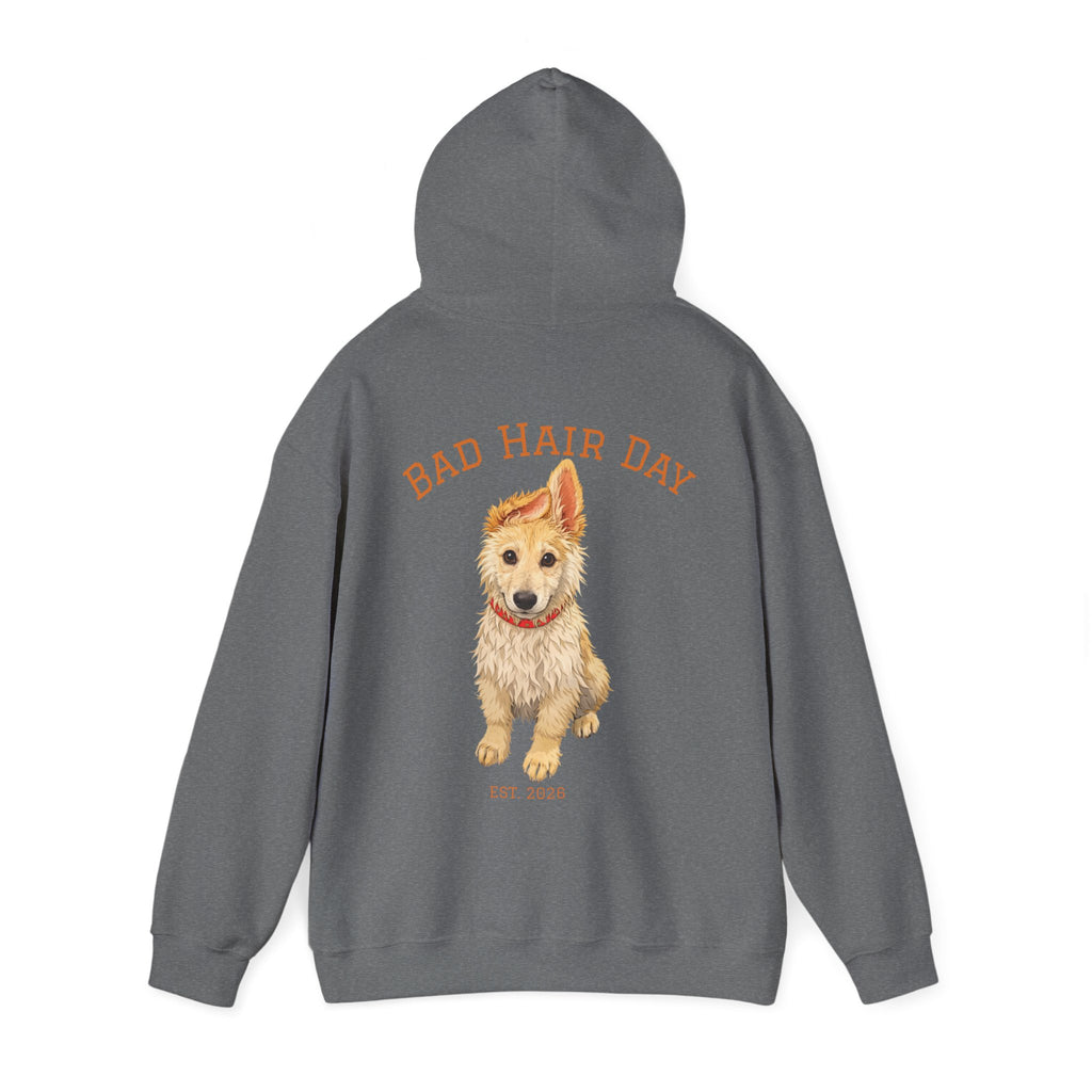 Bad Hair Day Puppy Adult Hoodie | Cute Dog Illustration Sweatshirt