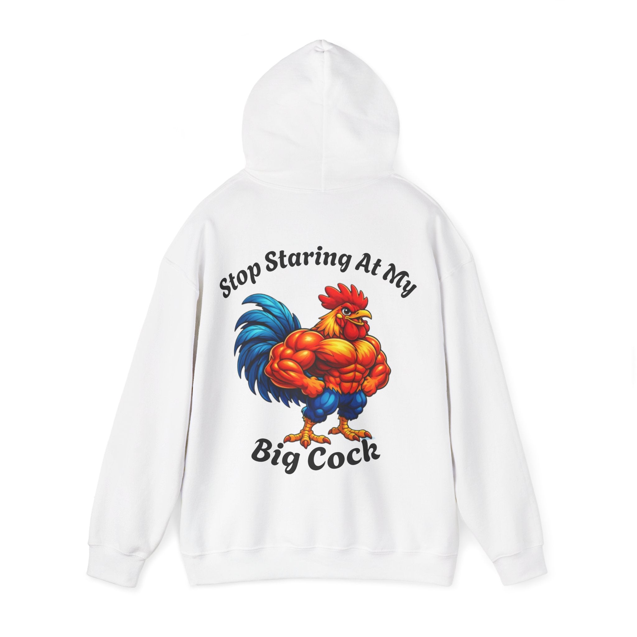Adult Hoodie - 'Stop Staring At My Big Cock' Funny Rooster Graphic Pullover