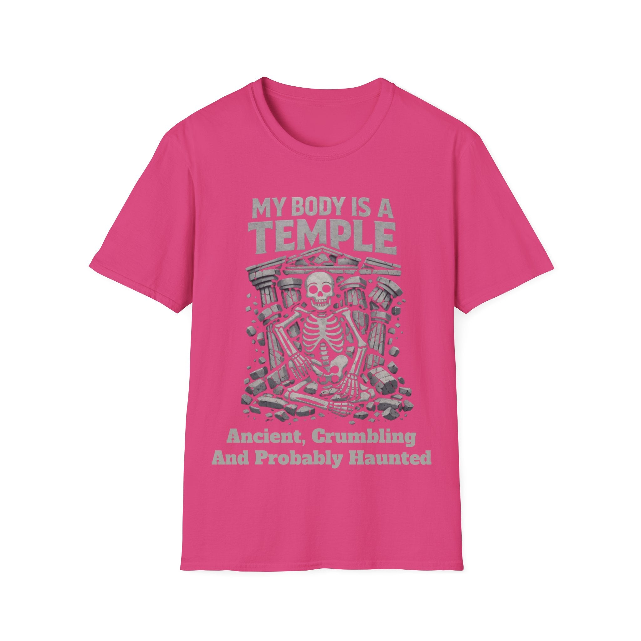 Temple Skeleton Adult T-Shirt — "My Body Is a Temple" Vintage Gothic Tee
