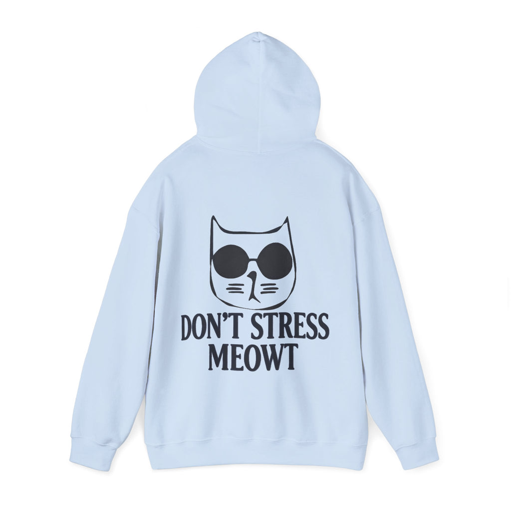 Don't Stress Meowt Adult Hoodie — Relaxed Cat Graphic Sweatshirt