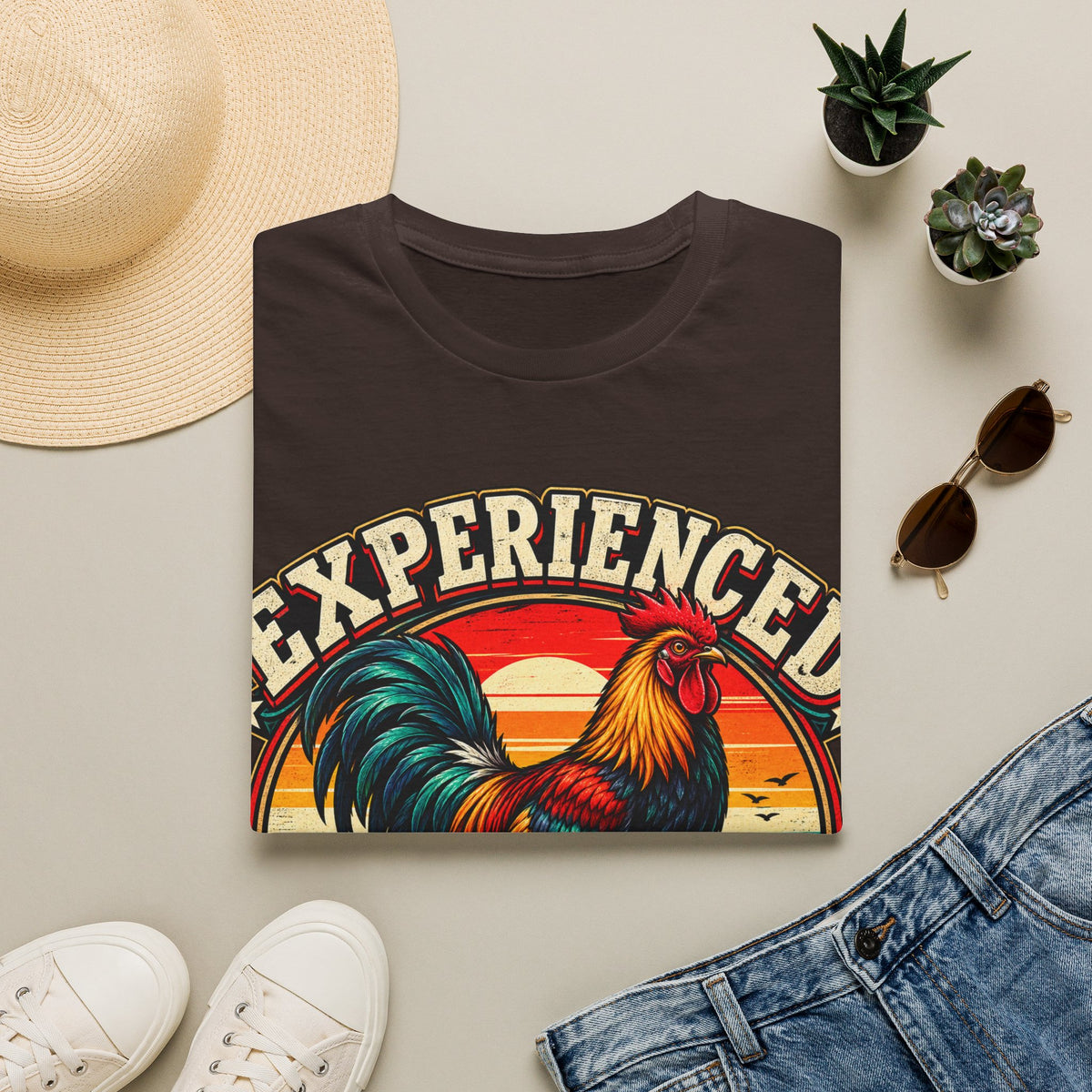Experienced Cock Handler Adult T-Shirt — Retro Rooster Graphic Tee