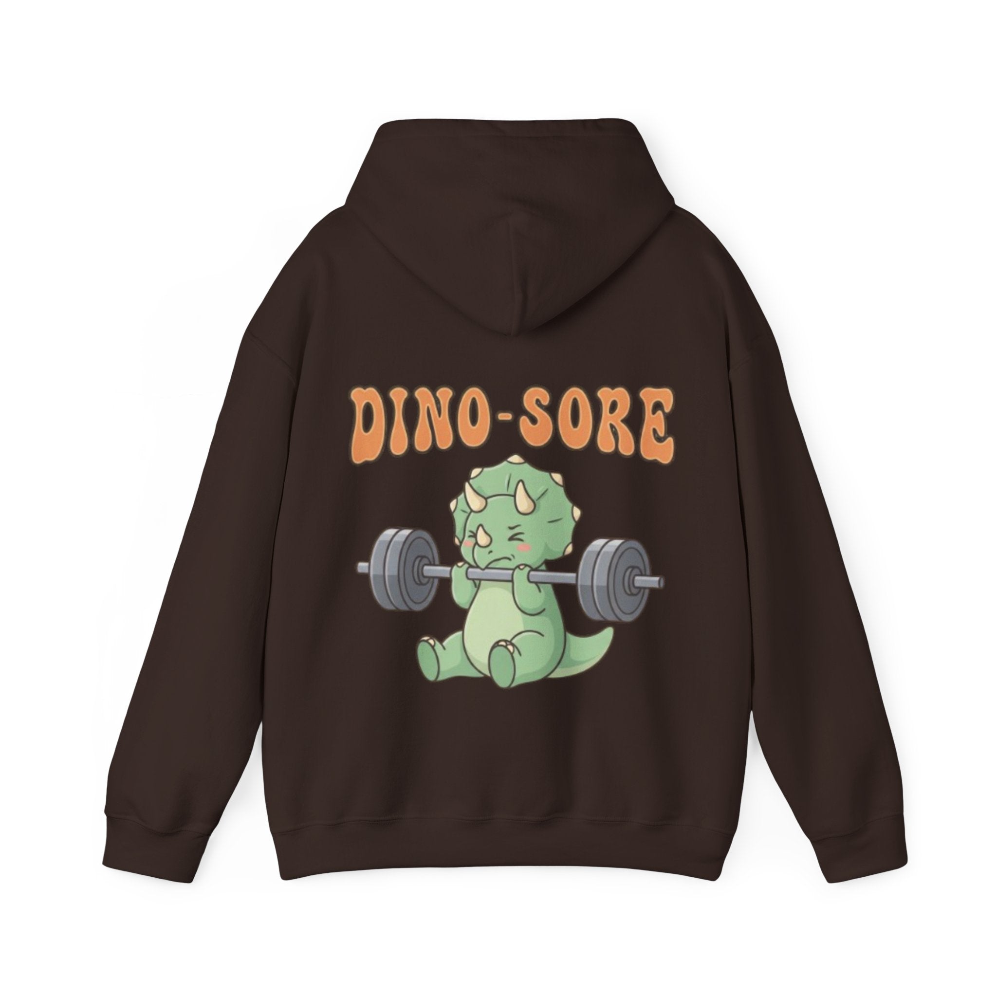 Dino-Sore Adult Hoodie — Cute Triceratops Weightlifting Sweatshirt