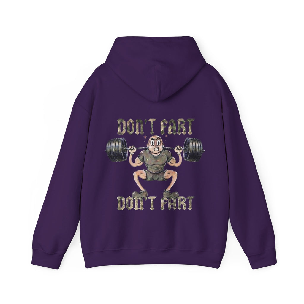 Funny Weightlifting Adult Hoodie — "Don't Fart" Gym Sweatshirt