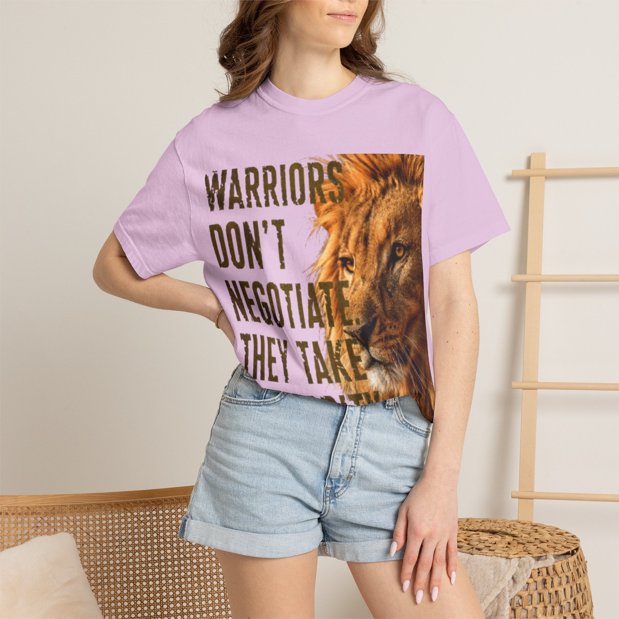 Warriors Don't Negotiate Lion Graphic Adult T-Shirt — Bold Motivational Tee