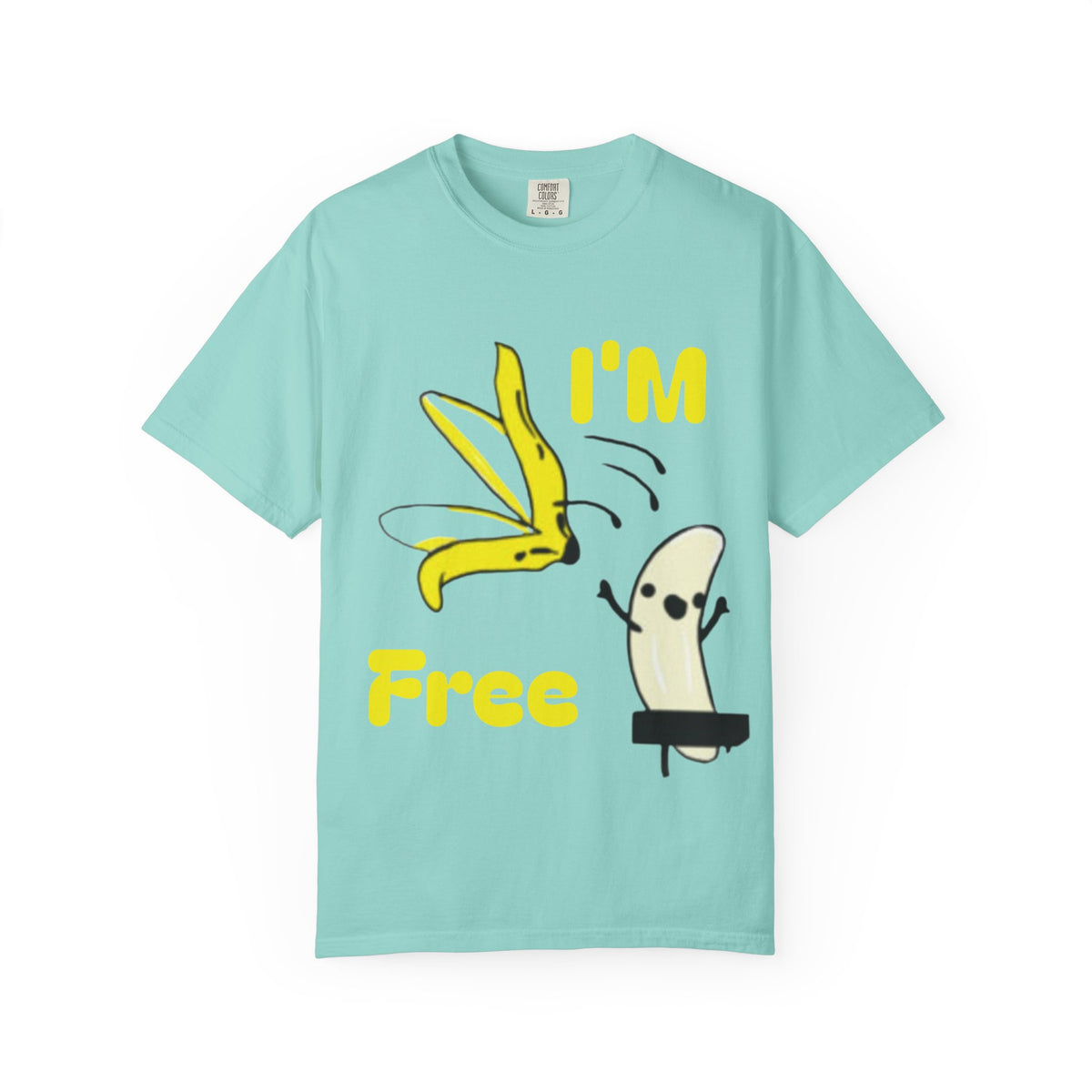 Banana Skateboard Adult T-Shirt — "I’m Free" Cute Skateboarding Banana Graphic Tee