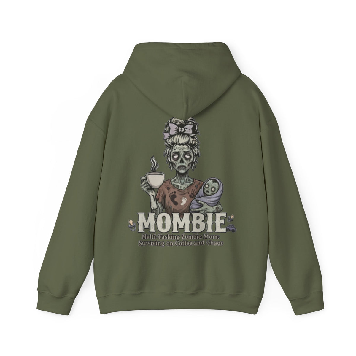Mombie Adult Hoodie — “Mombie” Funny Coffee & Chaos Mom Sweatshirt
