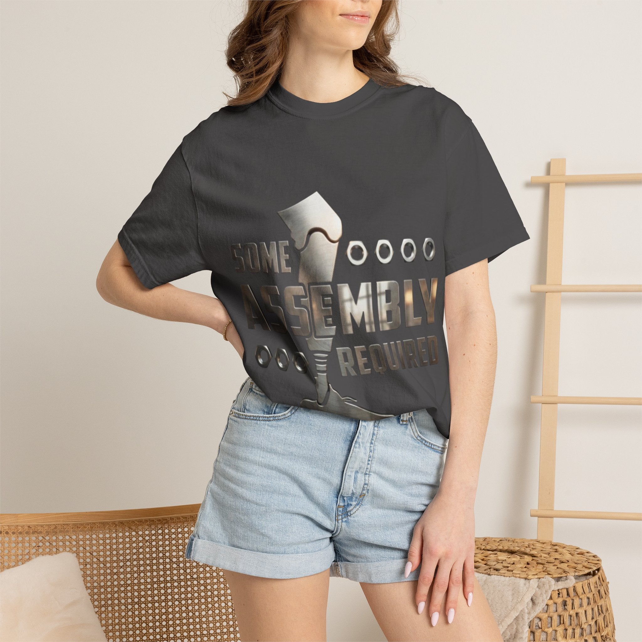 Some Assembly Required Adult T-Shirt — Funny DIY Carpenter Tee