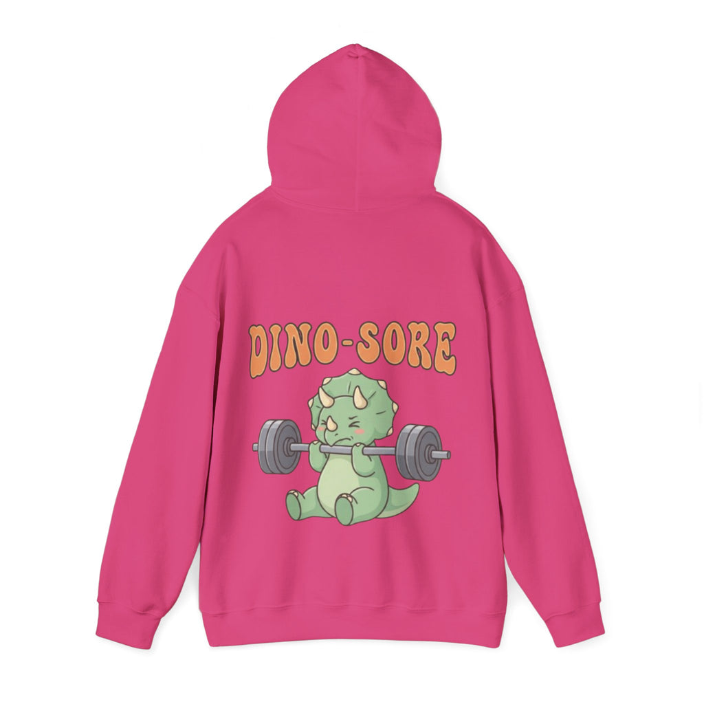 Dino-Sore Adult Hoodie — Cute Triceratops Weightlifting Sweatshirt