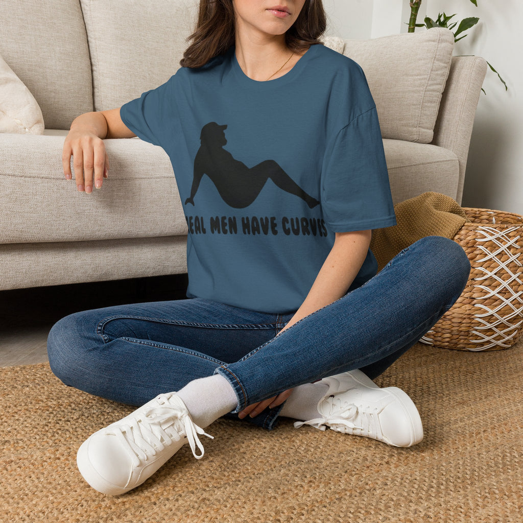 Curvy Silhouette Adult T-Shirt — "Real Men Have Curves" Graphic Tee