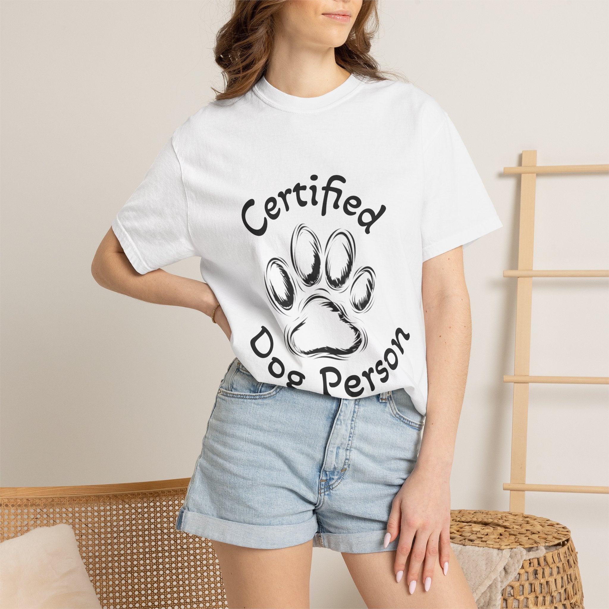 Certified Dog Person Adult T-Shirt — Paw Print Graphic Tee for Dog Lovers
