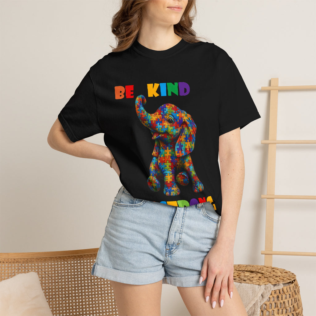 Be Kind Be Strong Elephant T-shirt | Colorful Puzzle Pattern Adult T-Shirt