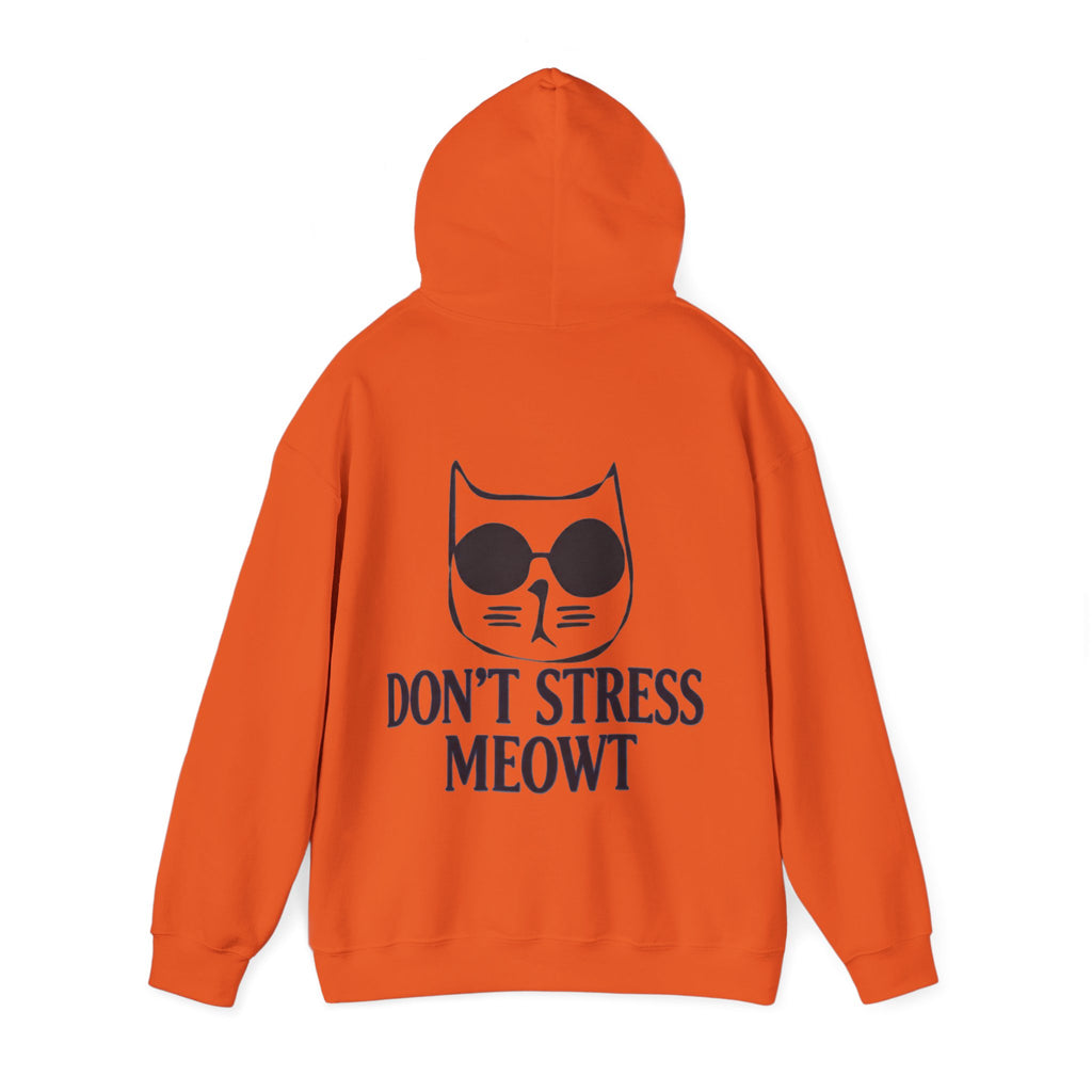 Don't Stress Meowt Adult Hoodie — Relaxed Cat Graphic Sweatshirt