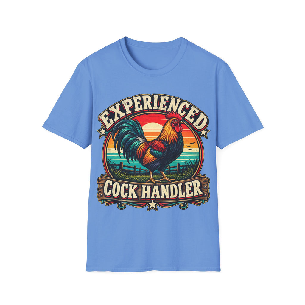 Experienced Cock Handler Adult T-Shirt — Retro Rooster Graphic Tee